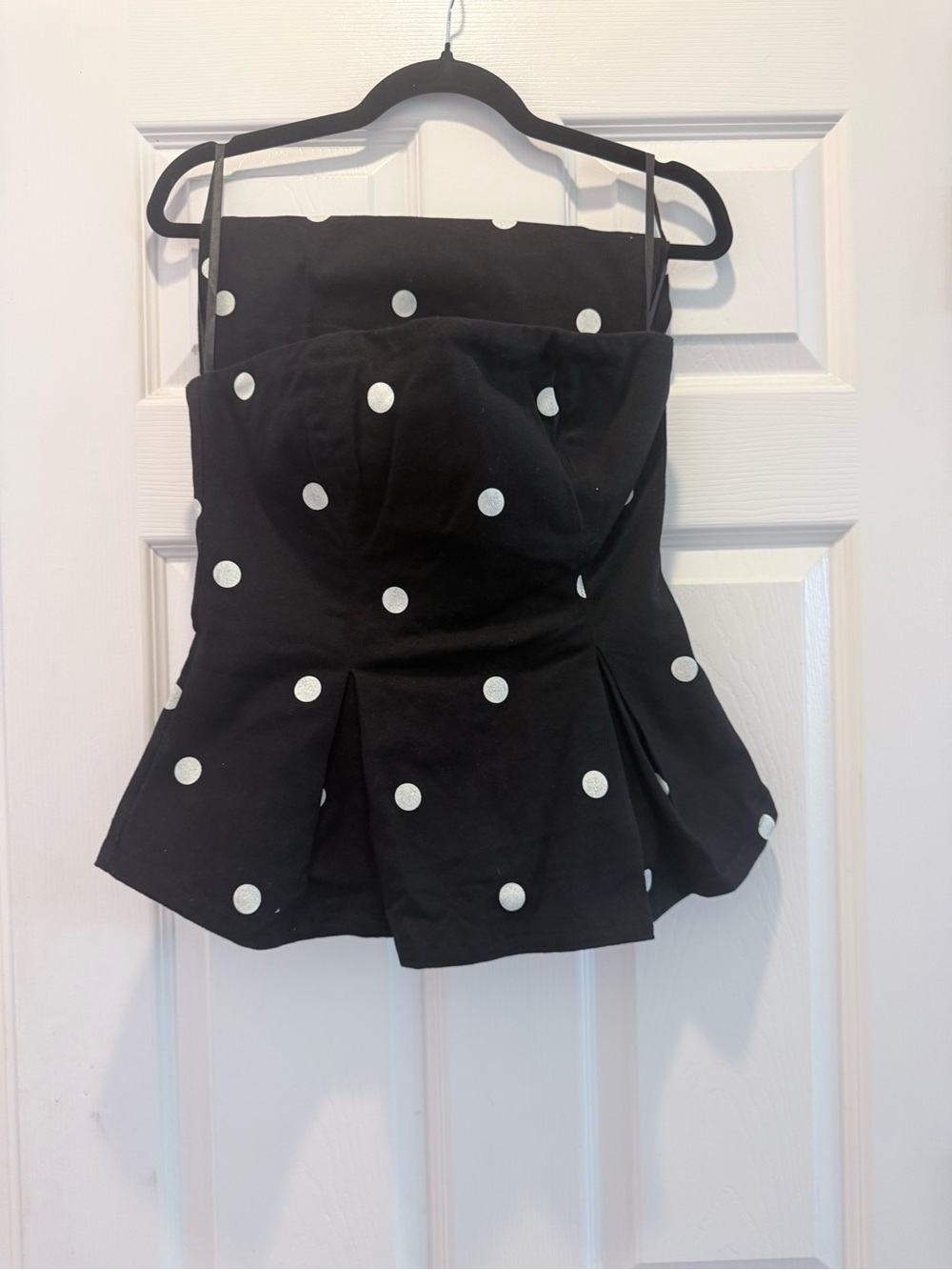 Black Polka Dot Women’s Strapless Denim Set